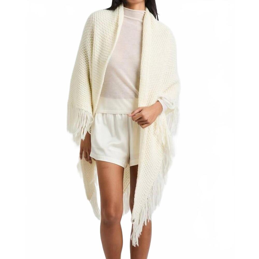 NEW BERYLL stephanie popcorn fringe wrap in ivory